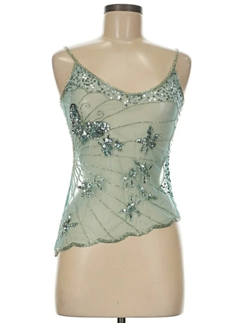 Sheer Butterfly Sequin Cami Top Fairycore Whimsigoth Boho Y2K VINTAGE RARE